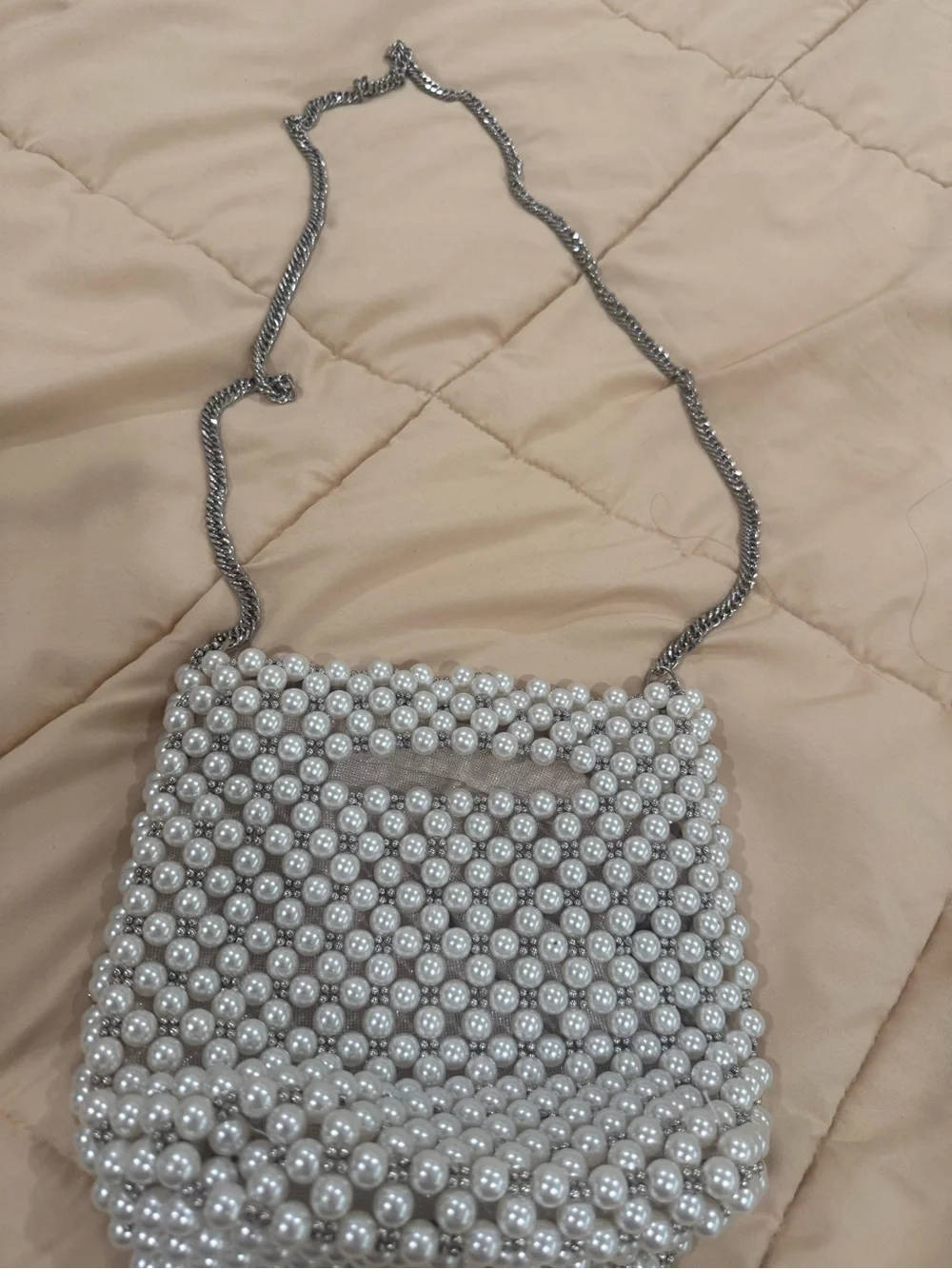 Pearl Beaded Crossbody Bag - Ivory